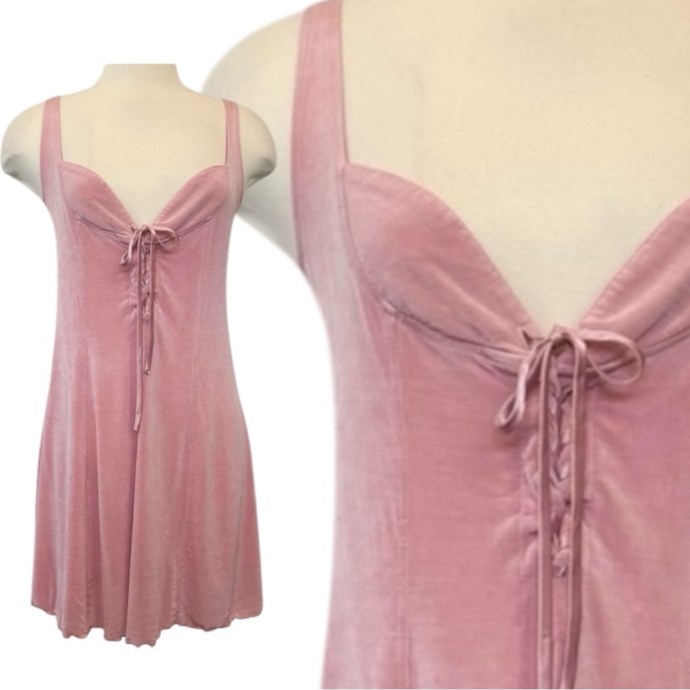 90s Victoria’s Secret Milkmaid Corset Slinky Knit Vintage Babydoll Slip Dress M